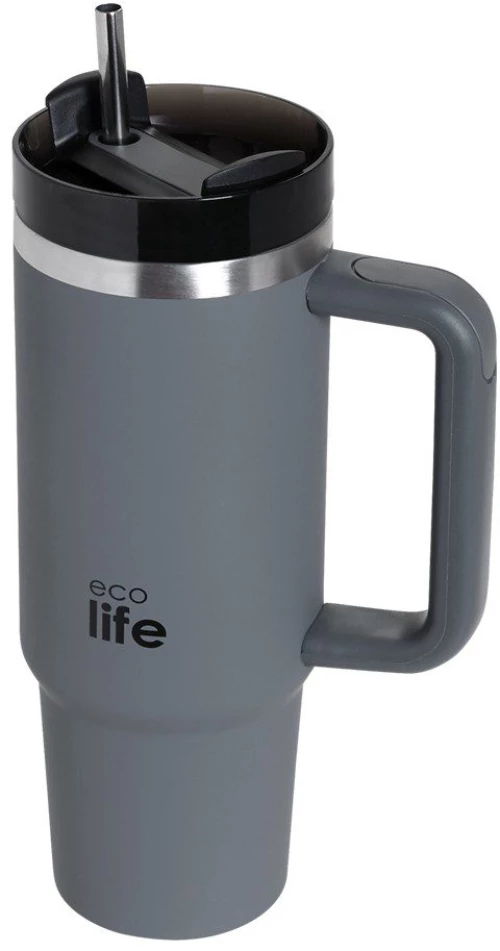 Ecolife® Ανακυκλώσιμο Handled Tumbler Θερμός BPA Free 900ml Junior Grey (33-BO-5011)