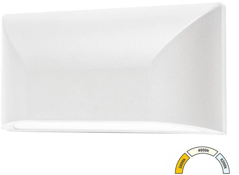 Adeleq Φωτιστικό LED PC Επίτοιχο Οβάλ Μονής Κατεύθυνσης 6W CCT IP65 Λευκό 9-96608