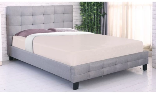 WOODWELL Ε8050,4FIDEL Κρεβάτι Διπλό για Στρώμα 180x200cm, Ύφασμα Γκρι 188x215x107cm Ε8050,4