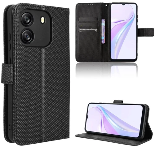 Για Blackview Wave 6C Diamond Texture Leather Phone Case (Μαύρο)