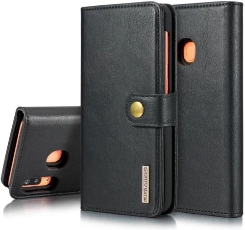 Για Galaxy A20 & A30 & M10s DG.MING Crazy Horse Texture Flip Αποσπώμενη μαγνητική δερμάτινη θήκη με θήκη για κάρτες & υποδοχές & πορτοφόλι (Μαύρο) (DG.MING)