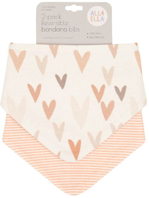 ALL4ELLA bandana bib hearts 2τμχ