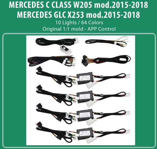 DIQ AMBIENT 8161 CIC BENZ C CLASS (W205) - GLC (X253) mod.2015-2018 (Digital iQ Ambient Light for Mercedes C & GLC, 10 Lights)