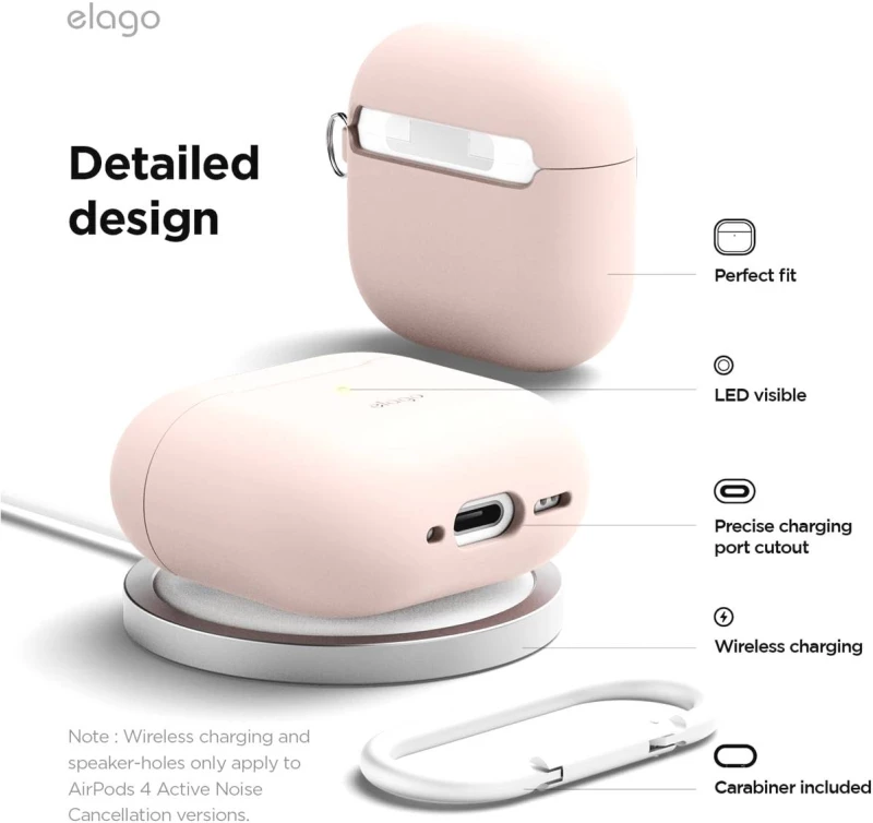 Θήκη Apple AirPods 4th Gen - Elago Silicone Hang Case Σιλικόνης - Sand Pink (EAP4SC-HANG-SPK)
