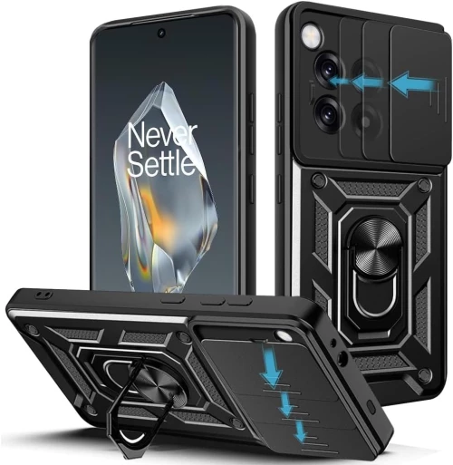 Θήκη OnePlus 12R Bodycell Armor Slide Ανθεκτική με Κάλυμμα για την Κάμερα & Μεταλλικό Ring Holder - Black (5206015080135)