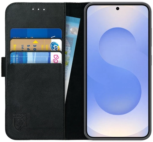 Θήκη Samsung Galaxy S25 Rosso Deluxe Δερμάτινο Πορτοφόλι - Black (8719246463204)