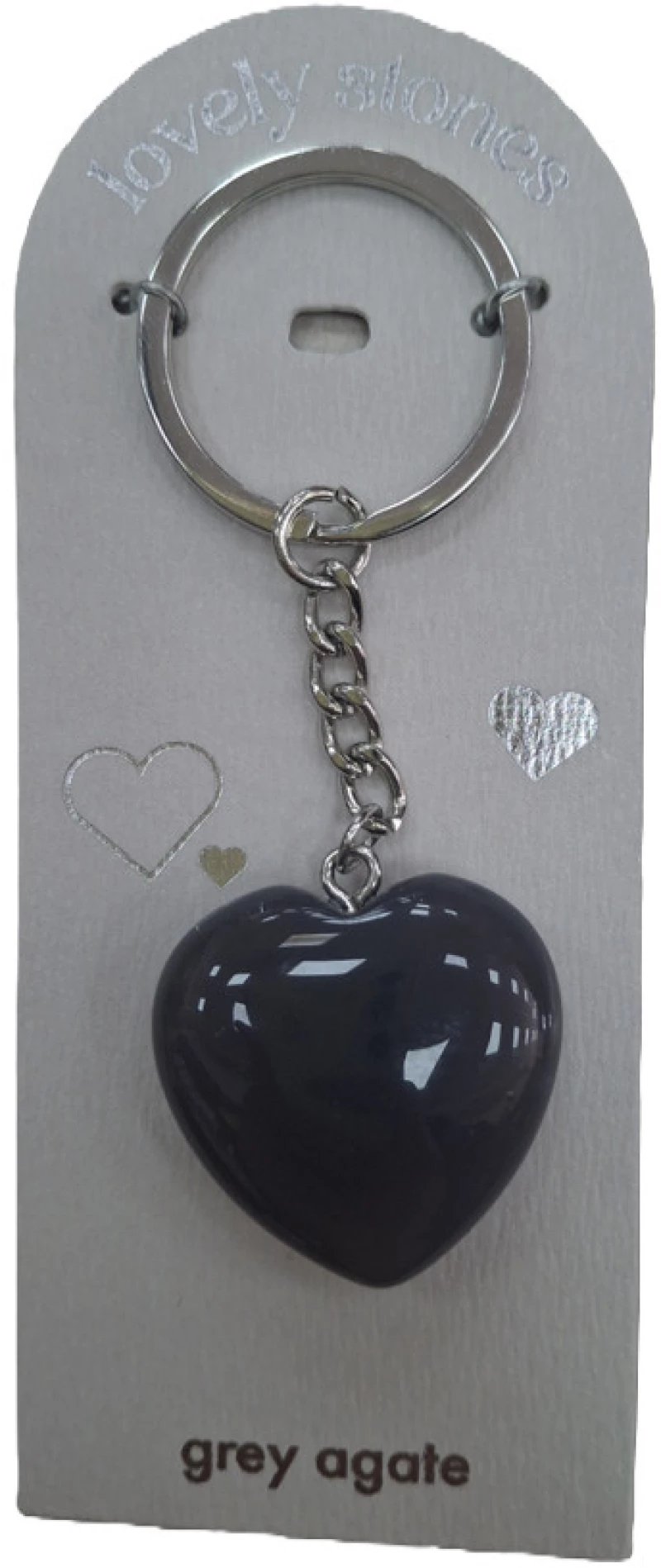 Μπρελόκ με πέτρα Καρδιά Lovely Stone Grey 6125ac