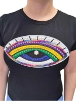 T-shirt με Κεντημένο Μάτι + Πολύχρωμα Στρας ΜΑΥΡΟ