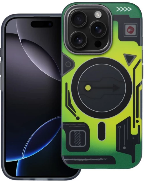 FORCELL F-PROTECT Θήκη πλάτης Military με MagSafe για iPhone 16 Pro cyber green