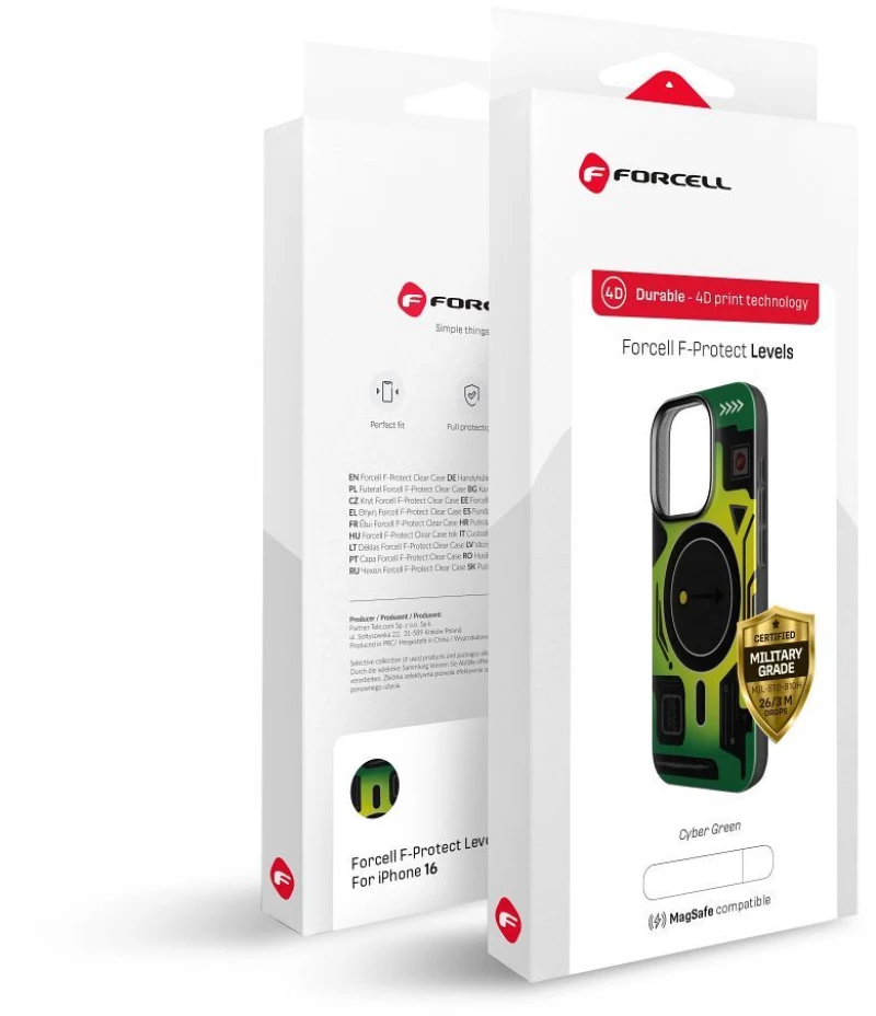 FORCELL F-PROTECT Θήκη πλάτης Military με MagSafe για iPhone 16 Plus cyber green
