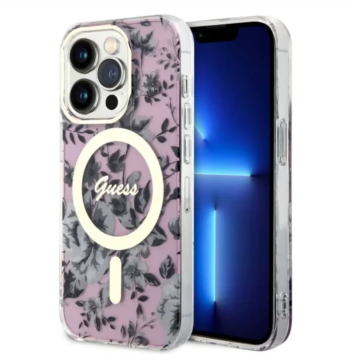 Guess iPhone 15 Pro Back cover case - Pink (GUHMP15LHCFWSP)