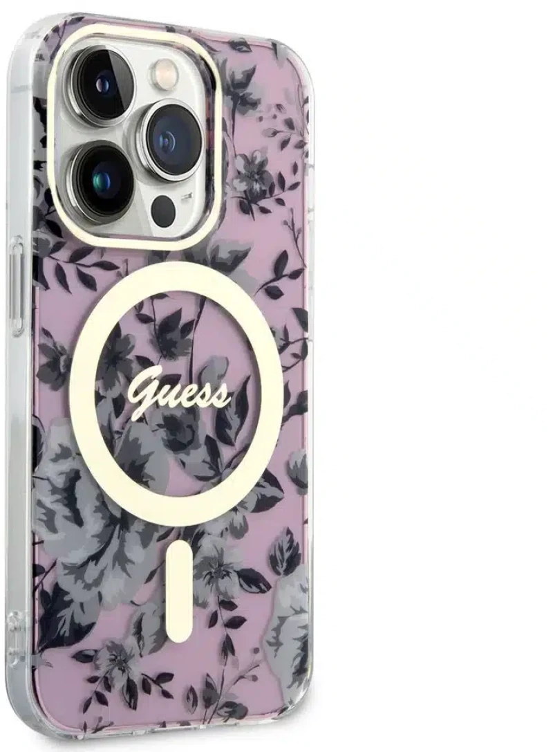 Guess iPhone 15 Pro Back cover case - Pink (GUHMP15LHCFWSP)