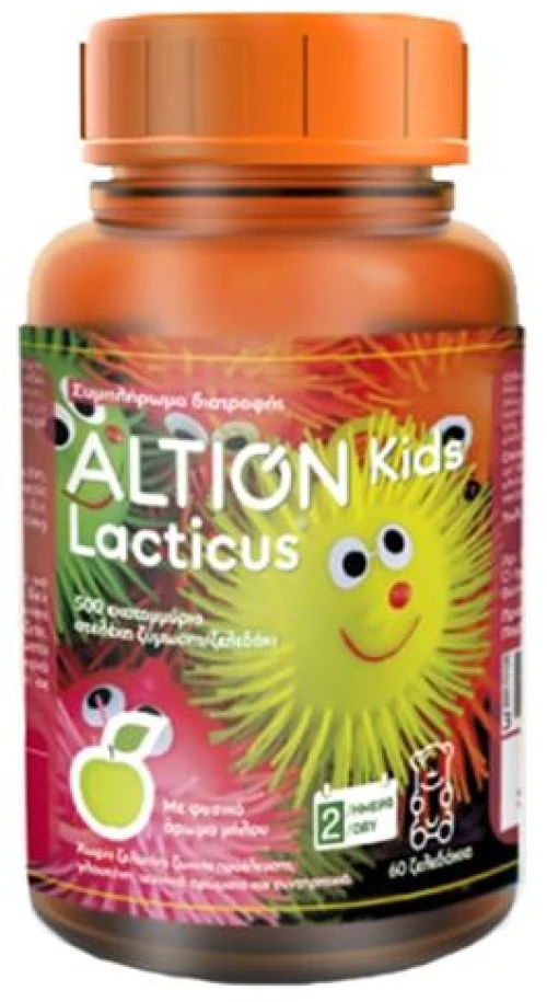 Altion Kids Lacticus -Συμπλήρωμα Διατροφής με Προβιοτικά για Παιδιά, Γεύση Μήλο 3+ Ετών,60 Ζελεδακια