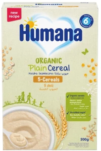HUMANA Κρέμα Βιολογική 5 Δημητριακά Χωρίς Γάλα Από 6+ Μηνών 200g