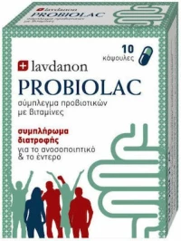 LAVDANON Probiolac Συμπλήρωμα Διατροφής Προβιοτικών - Πρεβιοτικών & Βιταμινών 10 Κάψουλες
