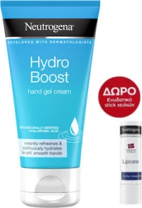 NEUTROGENA Promo Box Hydro Boost Hand Gel Cream Κρεμοτζελ Χεριών Με Υαλουρονικό 75ml & ΔΩΡΟ Lipcare Ενυδατικό Lip Balm Χειλιών 4.8g