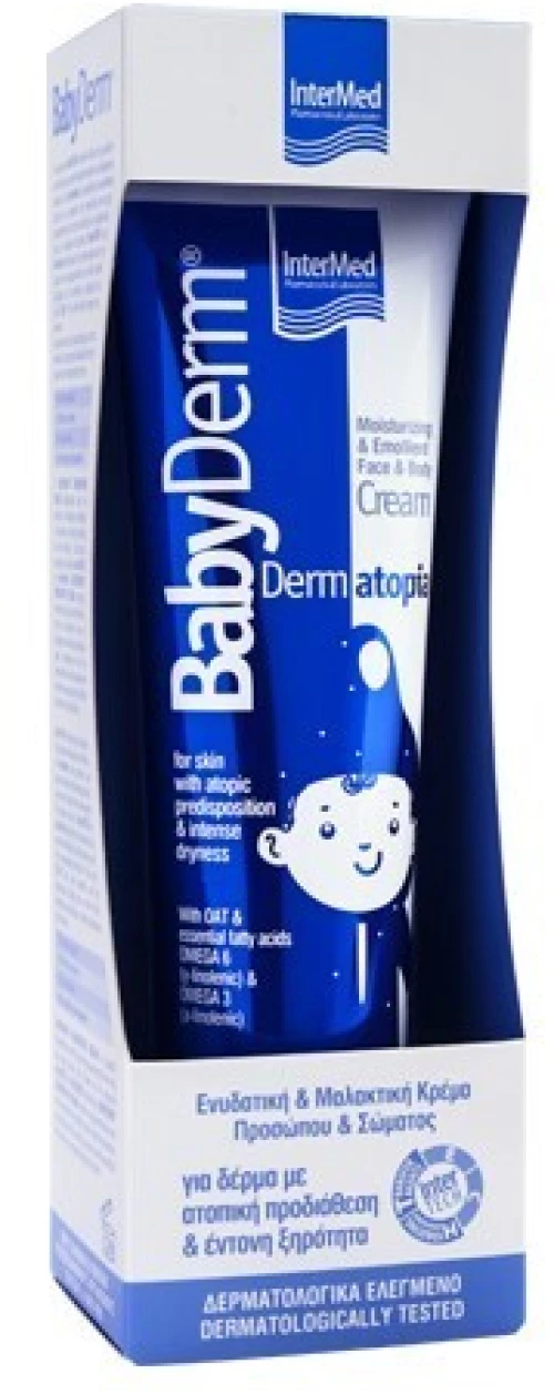 INTERMED Babyderm Dermatopia Cream Ενυδατική & Μαλακτική Κρέμα Προσώπου & Σώματος Για Βρέφη & Παιδιά 300ml