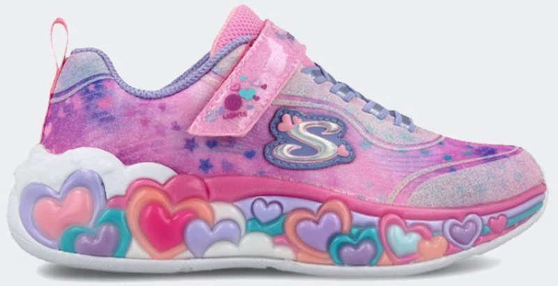 SKECHERS Lighted Satin Gore & Strap W/ Sparkle Mesh & Glitter Overlays - 302696-LPMT