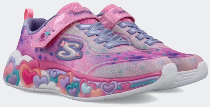 SKECHERS Lighted Satin Gore & Strap W/ Sparkle Mesh & Glitter Overlays - 302696-LPMT