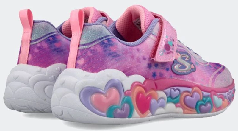 SKECHERS Lighted Satin Gore & Strap W/ Sparkle Mesh & Glitter Overlays - 302696-LPMT