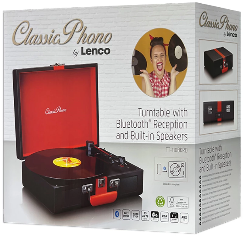 LENCO CLASSIC PHONO TT-110BKRD