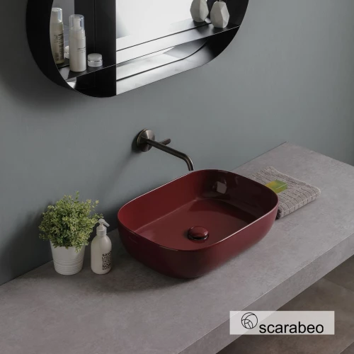 Νιπτήρας Πορσελάνης Επιτραπέζιος Scarabeo Glam 56x39 Χρώμα: Cherry Glossy