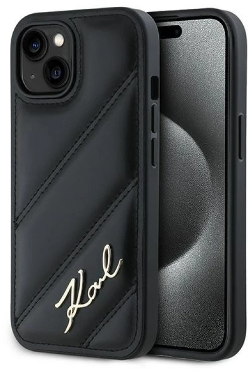 Karl Lagerfeld “Karl Script Logo” Δερματίνη Puffer Θήκη Σιλικόνης iPhone 11 Μαύρη