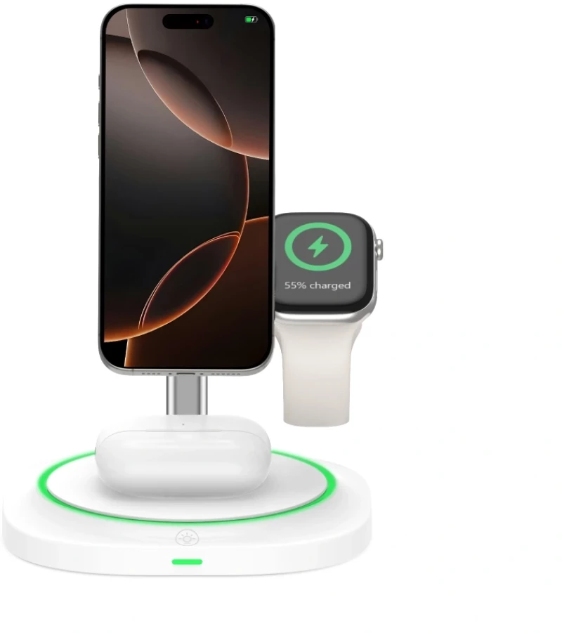 Tech-Protect QI15W-A46 3-in-1 MagSafe Μαγνητικός Ασύρματος Φορτιστής White