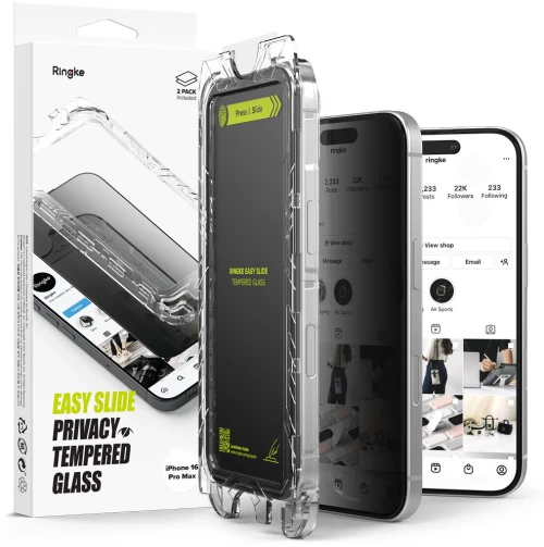 Ringke Privacy Tempered Glass Easy Slide 2-Pack iPhone 16 Pro Max - Δωρεάν Τοποθέτηση