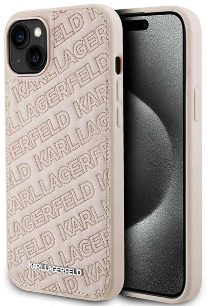 Karl Lagerfeld Quilted K Pattern case for iPhone 15 Plus / 14 Plus - pink