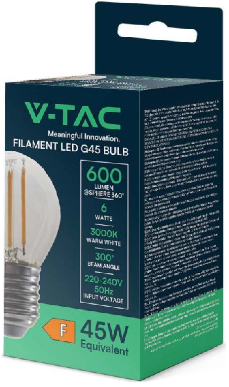 V-TAC Λάμπα LED για Ντουί E27 και Σχήμα G45 Θερμό Λευκό 212842