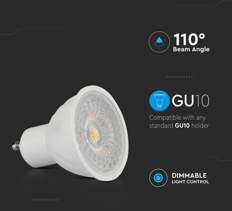 V-TAC Σποτ LED GU10 6W 3000K 110° Dimmable - 211981-VT-247D-N-N