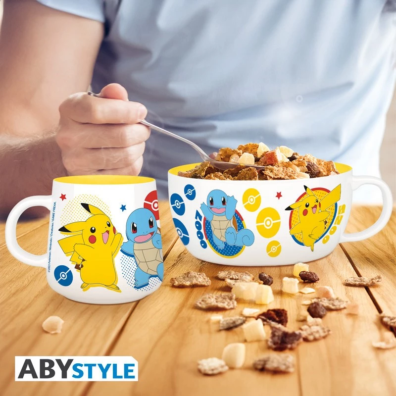 POKEMON - Breakfast Set Mug + Bowl - Pikachu & Kanto Starters / Fan Shop and Merchandise