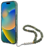Guess IML Glitter With Pearl Strap MagSafe case for iPhone 16 Pro Max - green