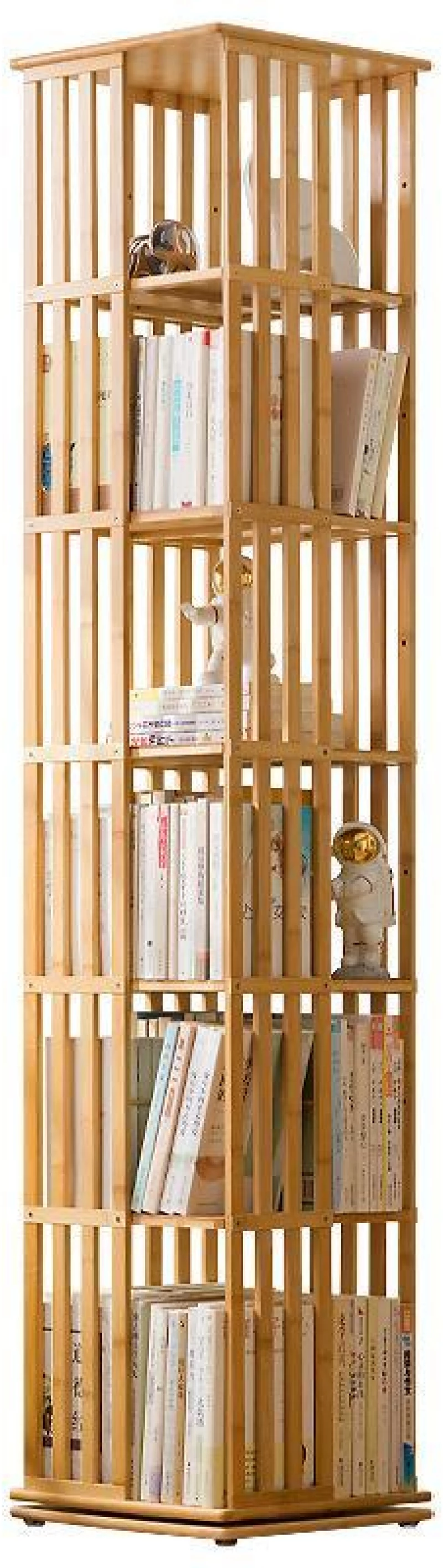 Βιβλιοθήκη ξύλινη μπαμπού Nextdeco με 6 επιπέδα περιστρεφόμενη Υ178x37x37εκ. - NEXT 36150------2