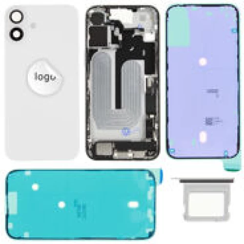 For iPhone/iPad (AP16PL0024WPSP-B) Rear Cover (Pulled B) incl. small parts - White, For iPhone 16 Plus