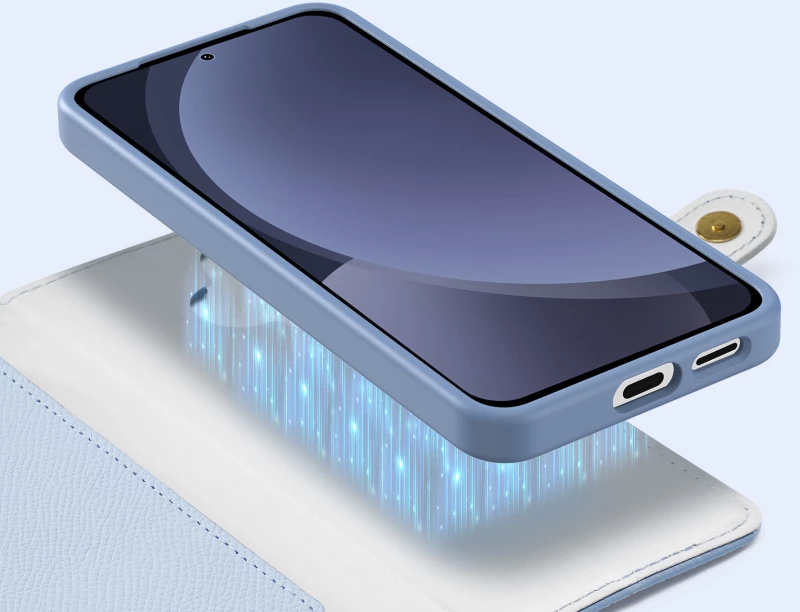 Dux Ducis Lawa Leather Case for Samsung Galaxy S25+ with Detachable Magnetic Wallet - Blue