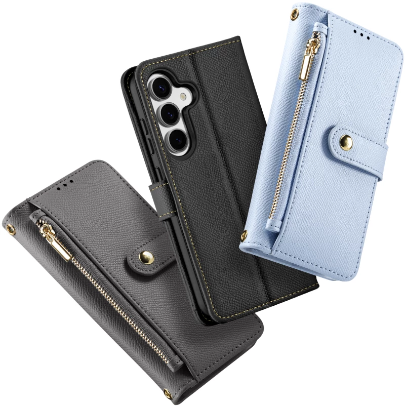Dux Ducis Lawa Leather Case for Samsung Galaxy S25+ with Detachable Magnetic Wallet - Blue