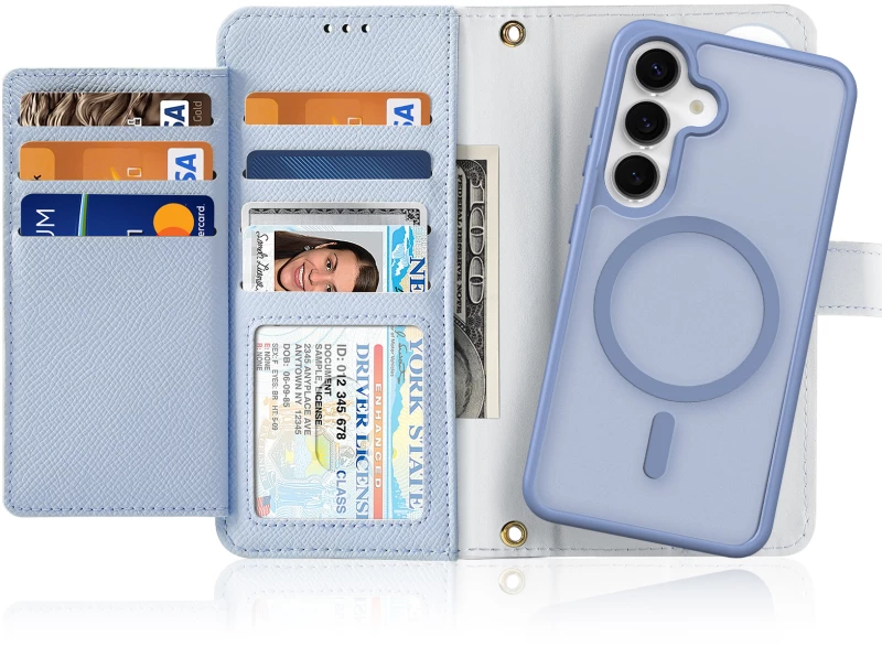 Dux Ducis Lawa Leather Case for Samsung Galaxy S25+ with Detachable Magnetic Wallet - Blue