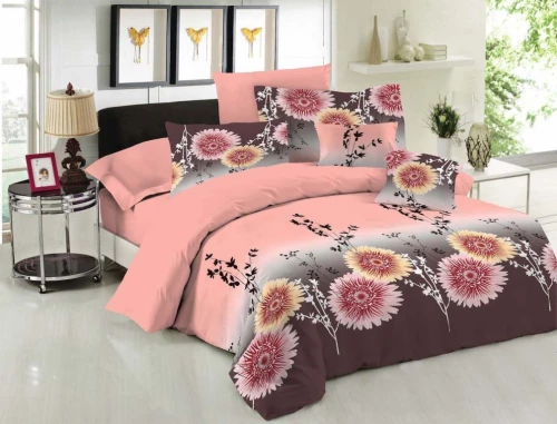 Σετ Σεντόνια Υπέρδιπλα με Λάστιχο 160x200x33 Premium Cotton 100% Chrysanthemum Peach, Le Blanc
