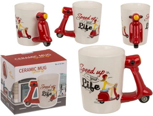 Κούπα Σκούτερ 375ml ‘Speed Up Your Ride’ Λευκό/Κόκκινο Κεραμικό 13.5x11cm (1 τμχ.)