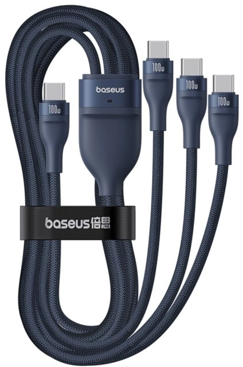 Baseus Flash Series Type C to C+C+C fast charging cable 480 Mbps Blue