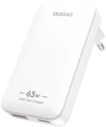 GaN Dudao A65Q 65W USB-A / USB-C PD Ultra-Thin Travel Wall Charger EU / US - White