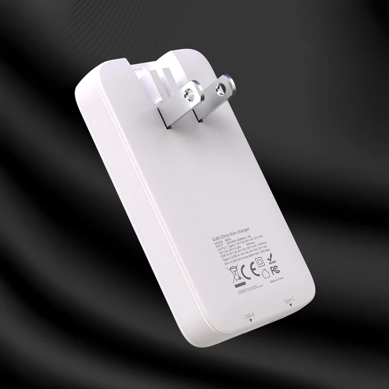 GaN Dudao A65Q 65W USB-A / USB-C PD Ultra-Thin Travel Wall Charger EU / US - White