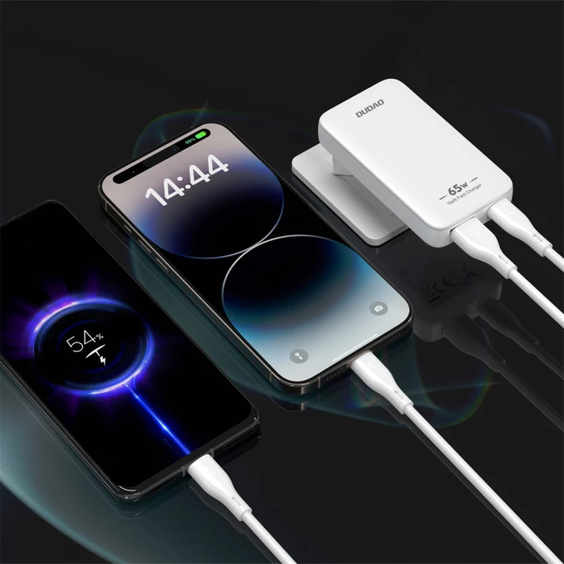 GaN Dudao A65Q 65W USB-A / USB-C PD Ultra-Thin Travel Wall Charger EU / US - White