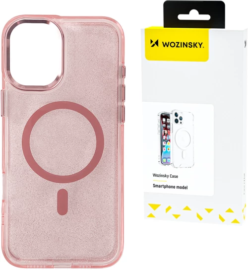 Wozinsky Glitter Case with Mag Safe for Samsung Galaxy S24 FE - Pink with Glitter
