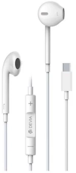 Hands Free Stereo Devia Earpods EM048 USB C με Χειριστήριο & Μικρόφωνο Smart Series Λευκό