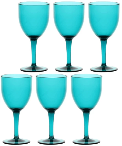 ROSE&TULIPANI FIABA Set of 6 Acrylic Wine Glasses 400 ml, Turquoise