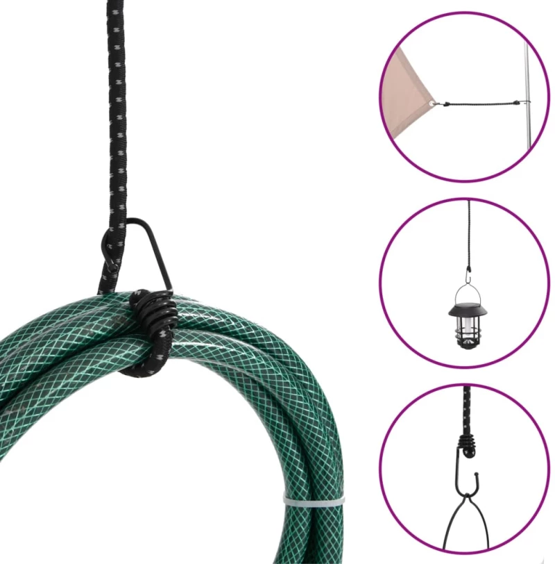 vidaXL Κορδόνια Ελαστικά Bungee με Γάντζο/Ανακλ. Ταινίες 25 τεμ 88 εκ.