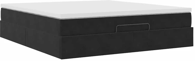 vidaXL Οθωμανικό κρεβάτι με στρώμα Μαύρο 160x200cm Velvet